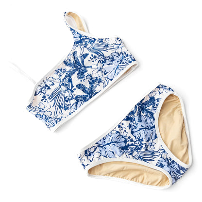 Tiki Tides Girls One Shoulder Two Piece Swimsuit