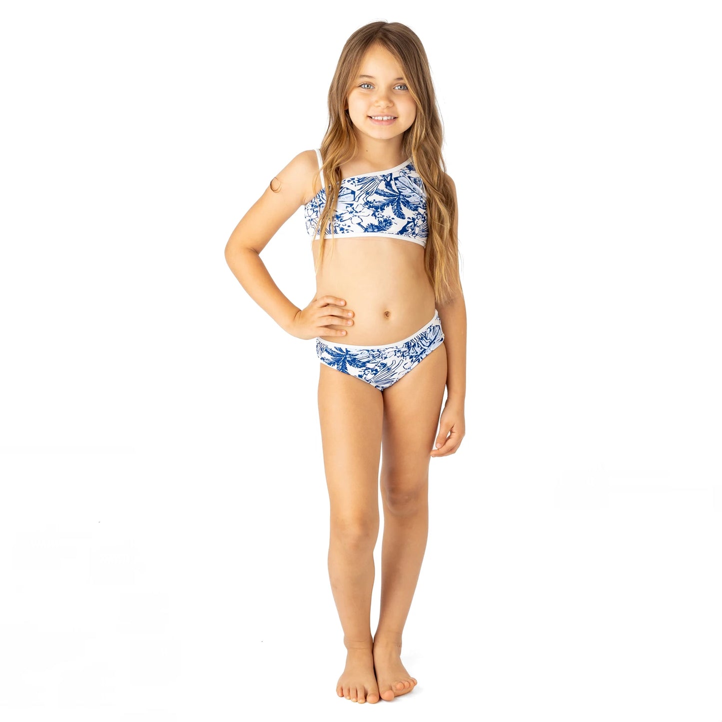 Tiki Tides Girls One Shoulder Two Piece Swimsuit