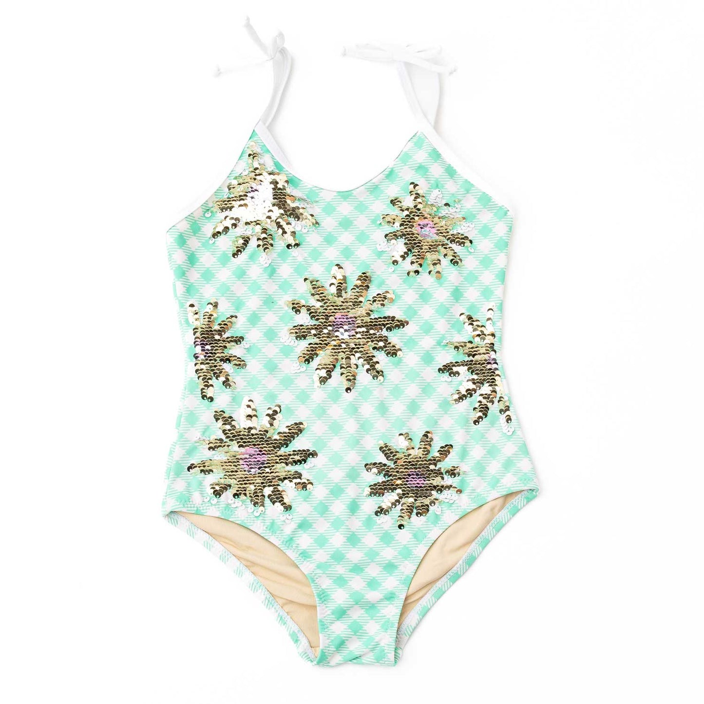 Daisy Stripe Sequined Swimsuit
