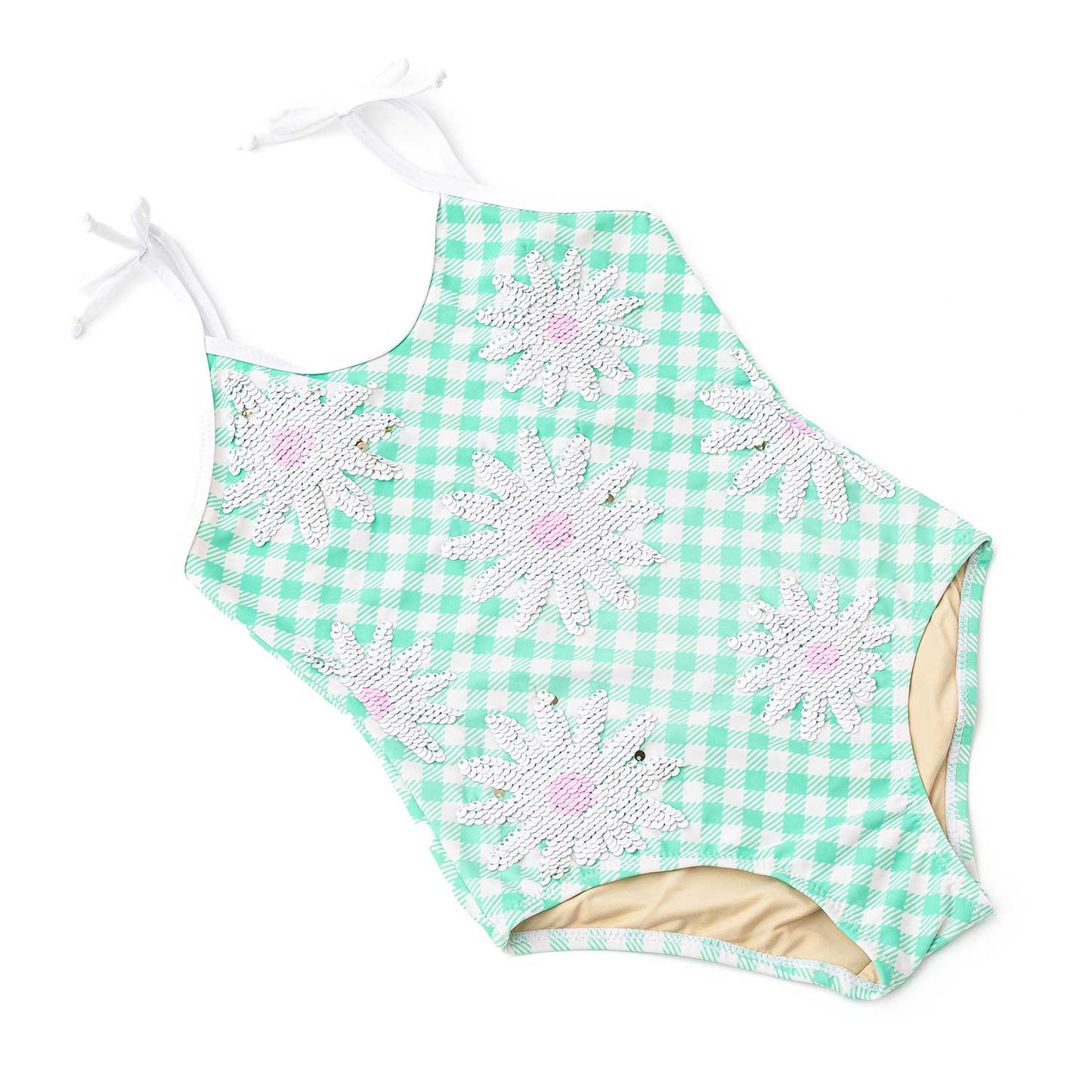Daisy Stripe Sequined Swimsuit