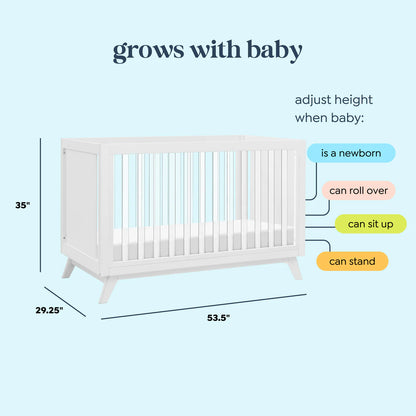 Otto 3-in-1 Convertible Crib | Acrylic Slats - White