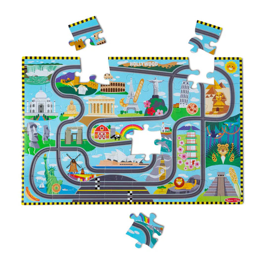 Race Around the World Tracks Floor Puzzle (48 pcs)