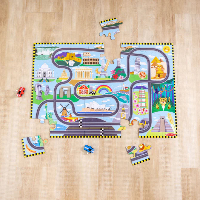 Race Around the World Tracks Floor Puzzle (48 pcs)
