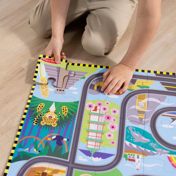 Race Around the World Tracks Floor Puzzle (48 pcs)