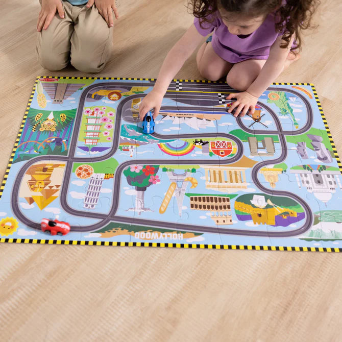 Race Around the World Tracks Floor Puzzle (48 pcs)