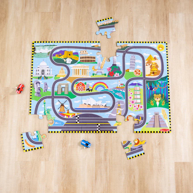 Race Around the World Tracks Floor Puzzle (48 pcs)