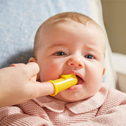 Finger Tooth Brush with Case - Yellow/Beige
