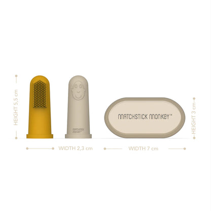 Finger Tooth Brush with Case - Yellow/Beige
