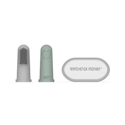 Finger Tooth Brush with Case - Mint Green/Grey