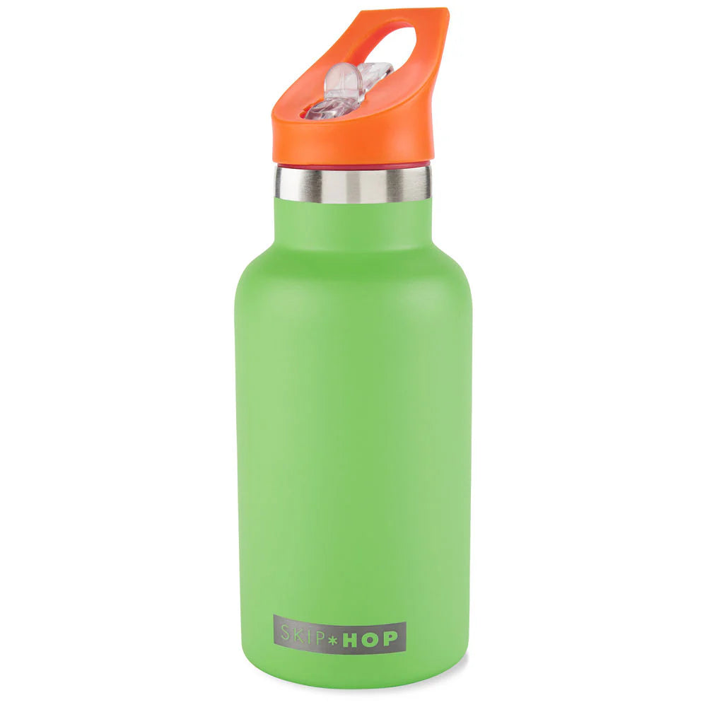 Stainless Steel Canteen Bottle With Stickers - Green