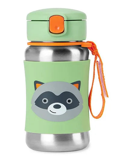 ZOO Stainless Steel Kid Straw Bottle - Raccoon