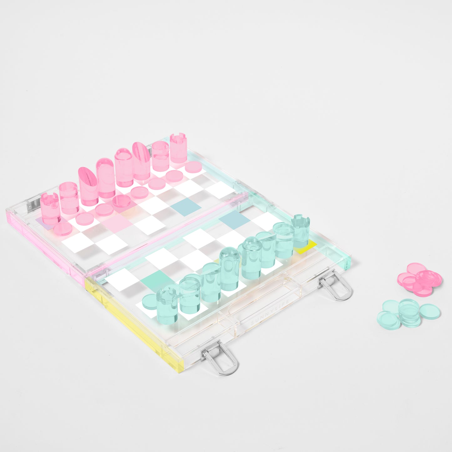 Mini Lucite Chess & Checkers - Aurora