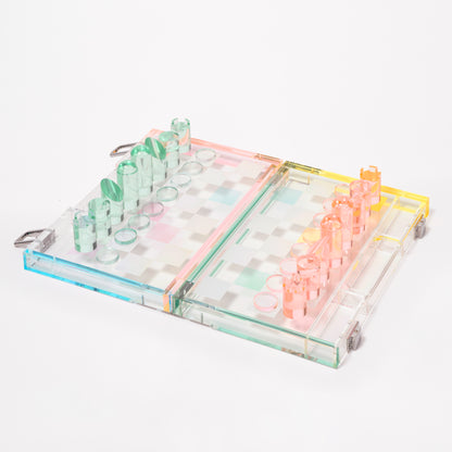 Mini Lucite Chess & Checkers - Aurora