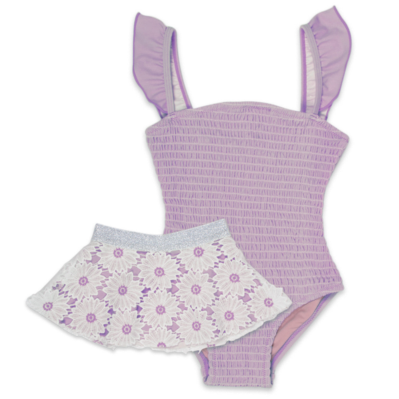 Smocked Ruffle Sleeve w/ Daisy Tutu - Lilac Daisy