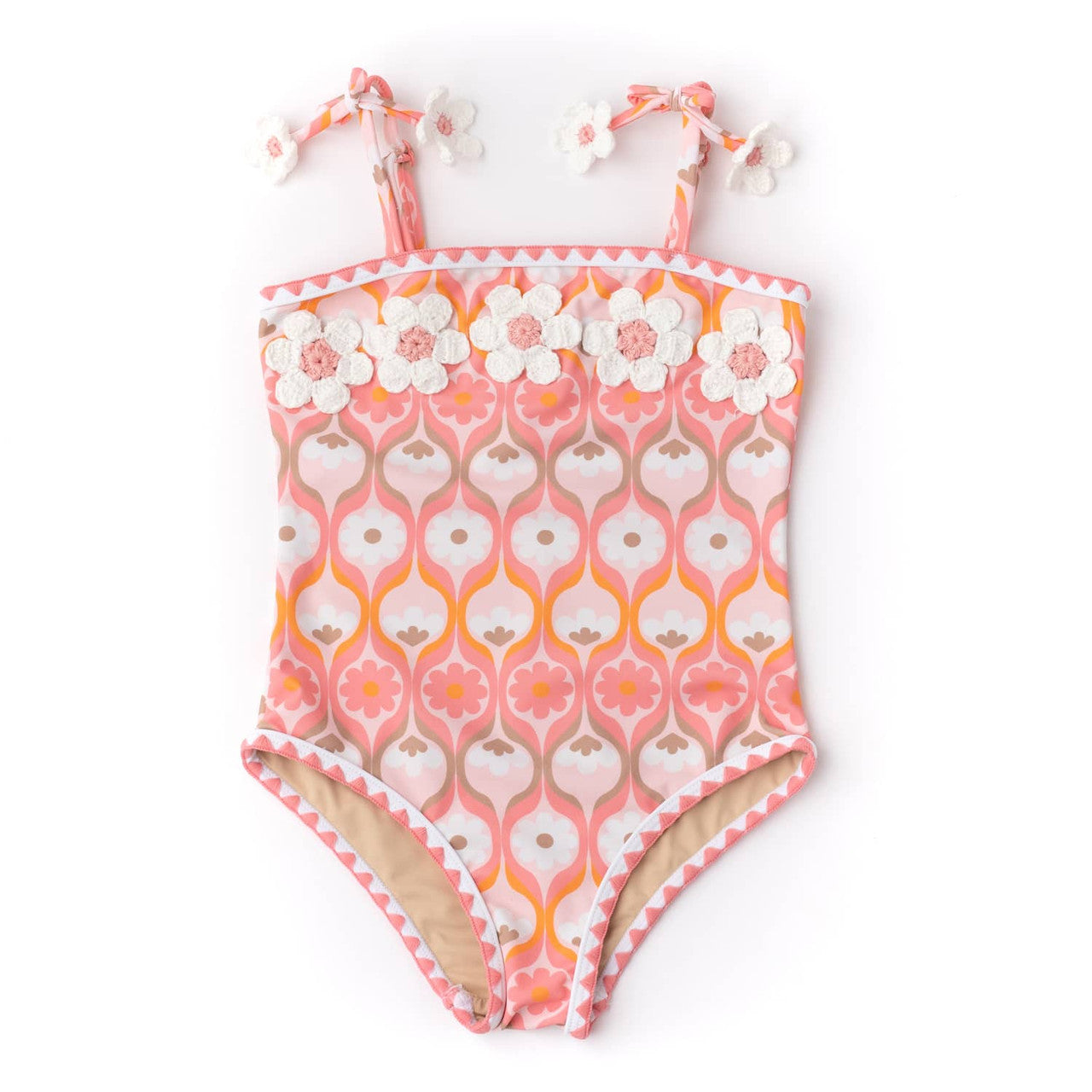 Summer Sorbet Crochet Daisy PomPom Swimsuit