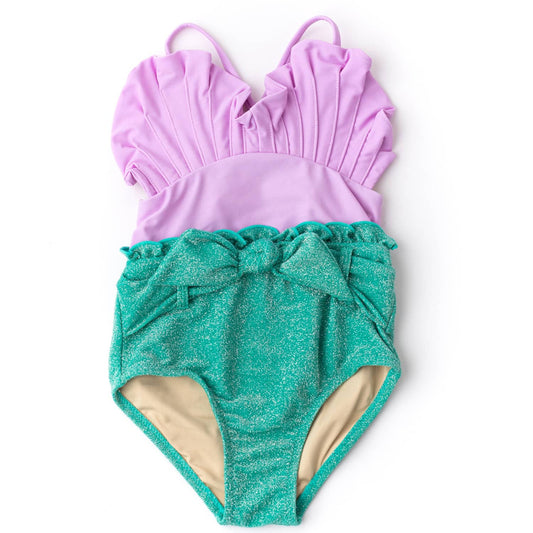 Lilac Shimmer Mermaid Water Appearing Girls Swimsuit
