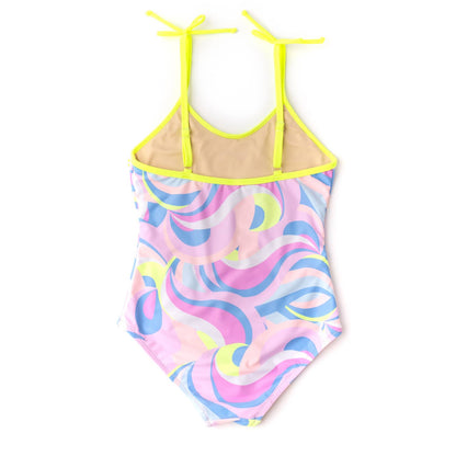 Happy Swirl Girls Flip Sequin One Piece Swimsuit