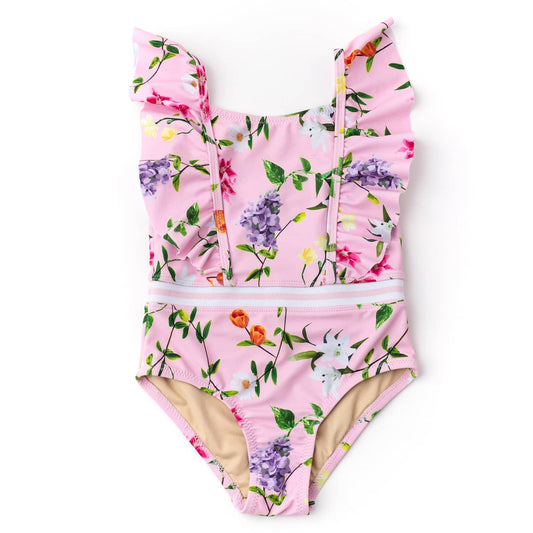 Wildflowers Ruffle Shoulder Swimsuit