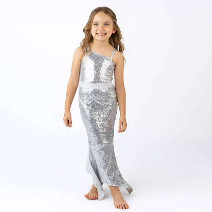 Silver Sequin Mermaid Tail Cover Up