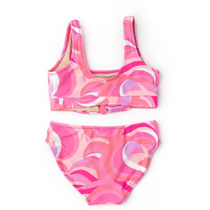 Pink Waves Knot Front Bikini