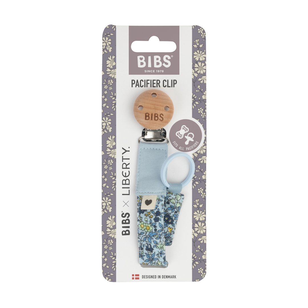 BIBS x LIBERTY Pacifier Clip - Chamomile Lawn Baby Blue