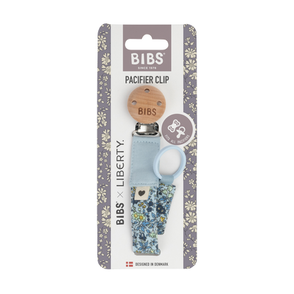 BIBS x LIBERTY Pacifier Clip - Chamomile Lawn Baby Blue