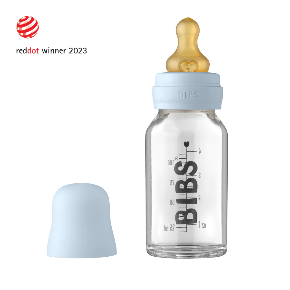 Baby Glass Bottle Complete Set 110ml - Baby Blue