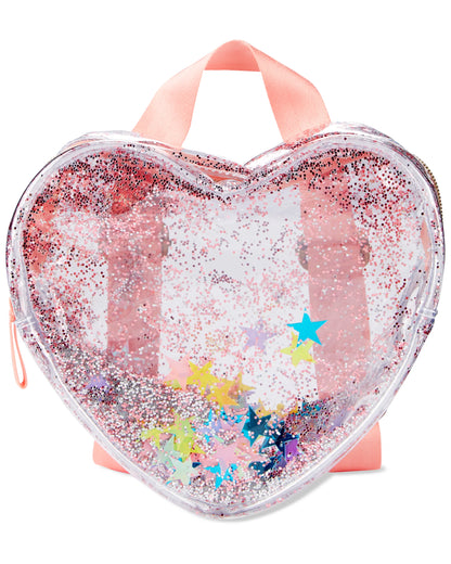 Clear Glitter Heart Backpack