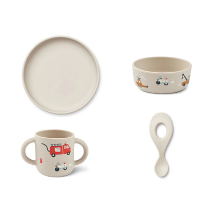 Vivi Silicone Tableware Set - Vehicles