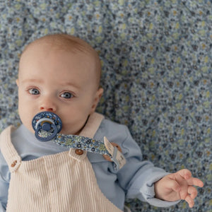 BIBS x LIBERTY Pacifier Clip - Chamomile Lawn Baby Blue
