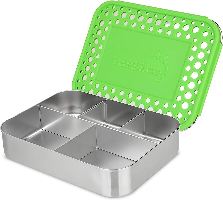 Large Cinco Bento Box - Green Dots