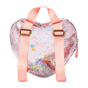 Clear Glitter Heart Backpack