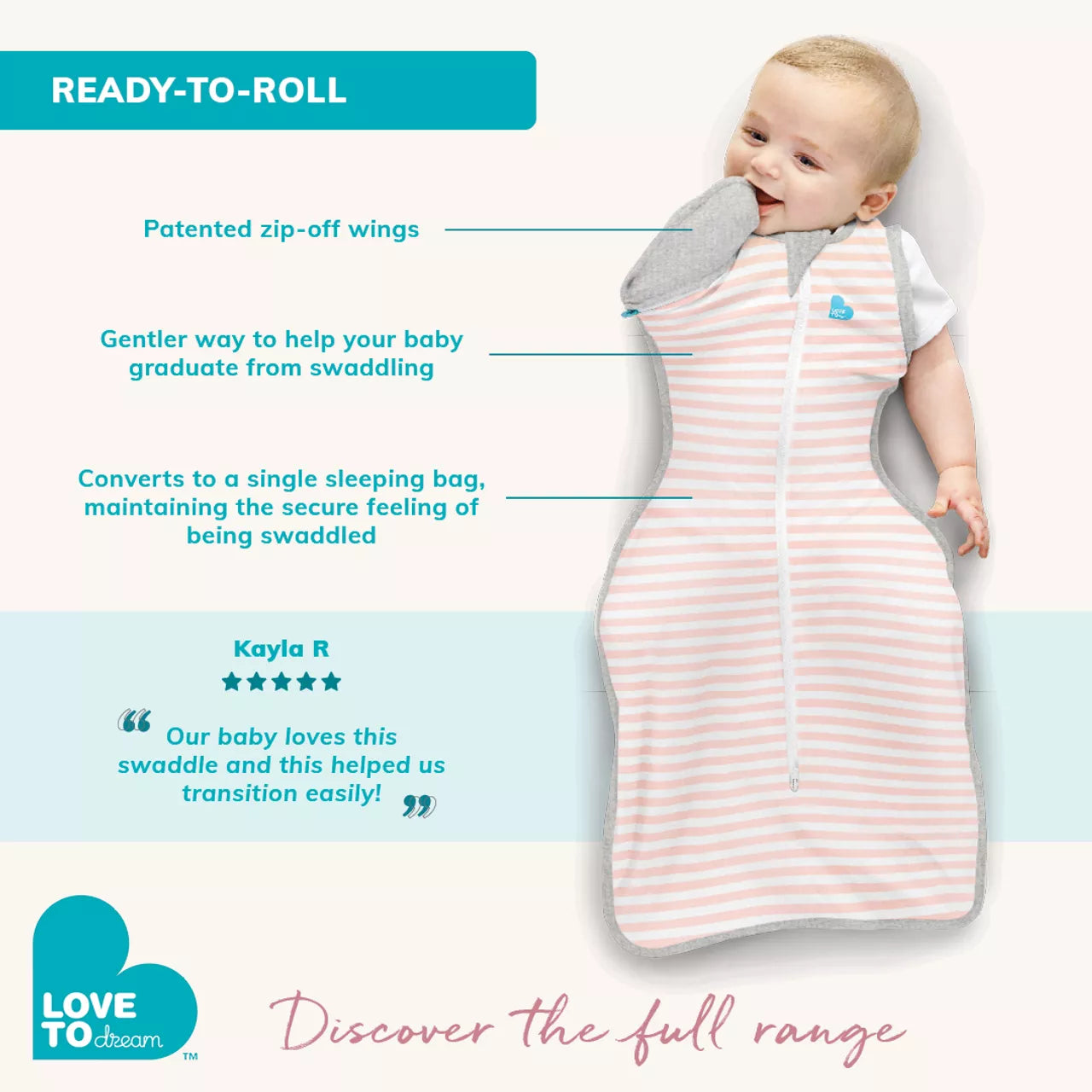 Swaddle Up™ Transition Bag Lite 0.2 TOG Gray You Are My - LARGE