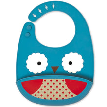 Load image into Gallery viewer, Zoo Fold &amp; Go Silicone Bib - Owl
