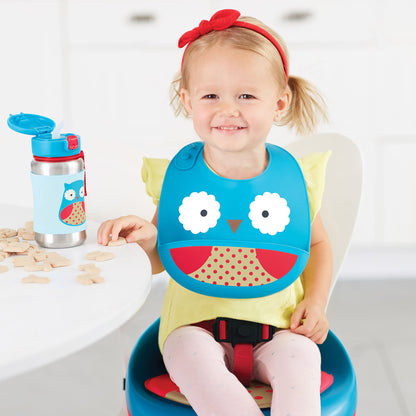 Zoo Fold & Go Silicone Bib - Owl