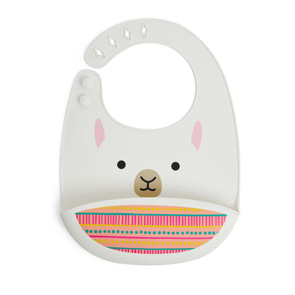 Zoo Fold & Go Silicone Bib - Llama