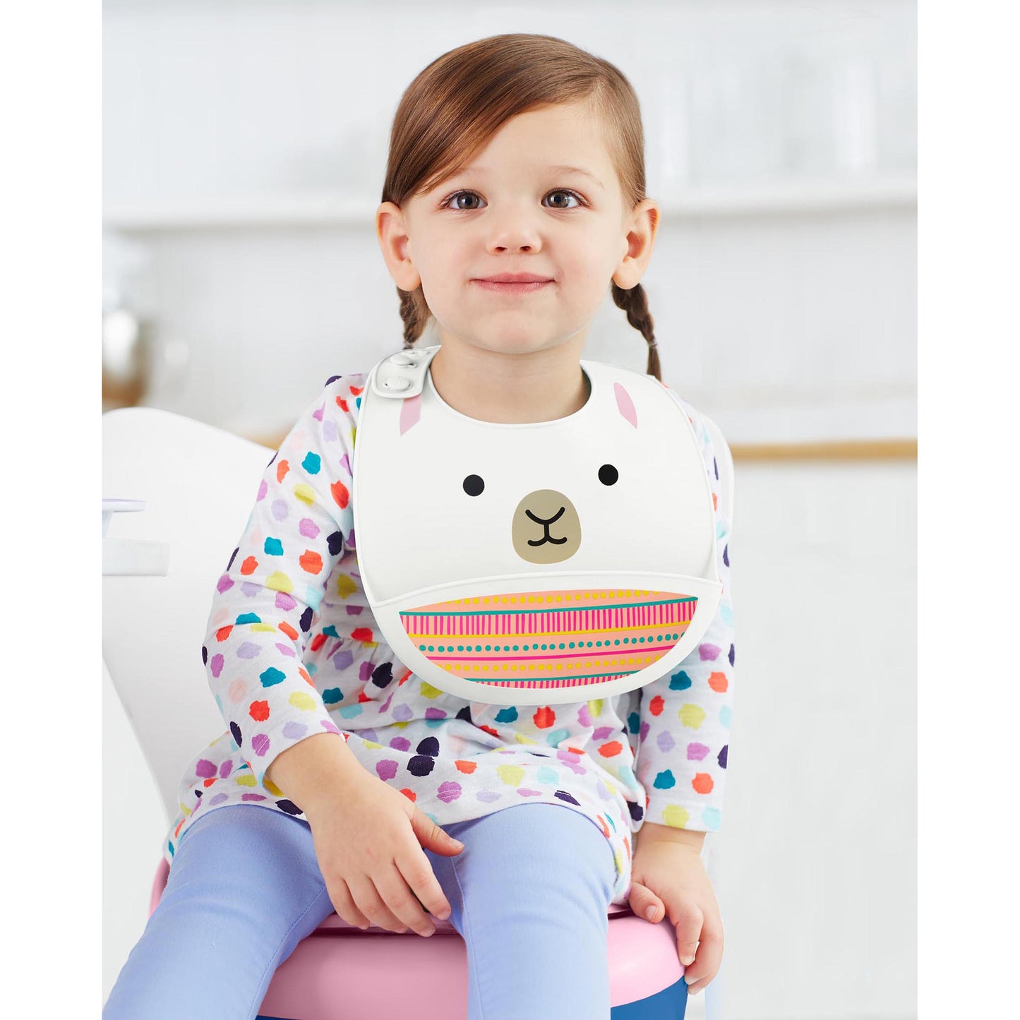 Zoo Fold & Go Silicone Bib - Llama