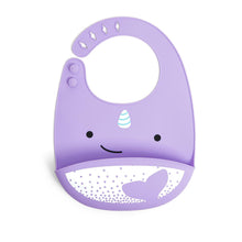 Load image into Gallery viewer, Zoo Fold &amp; Go Silicone Bib - Narwhal
