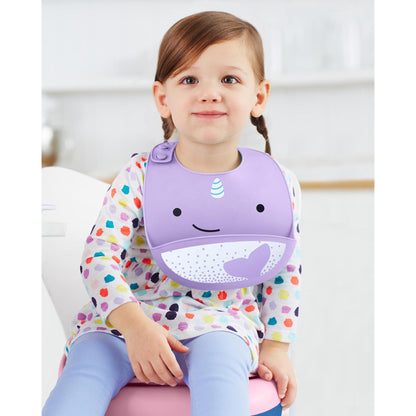 Zoo Fold & Go Silicone Bib - Narwhal