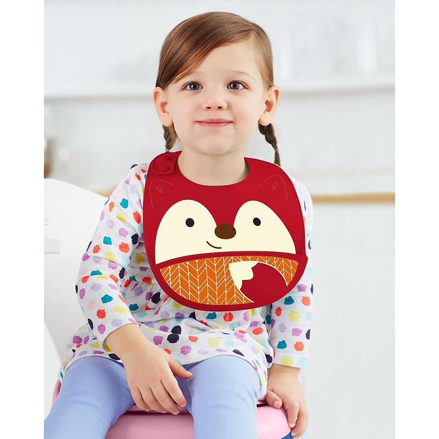 Zoo Fold & Go Silicone Bib - Fox