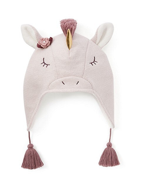 Cream Unicorn Aviator Knit Baby Hat