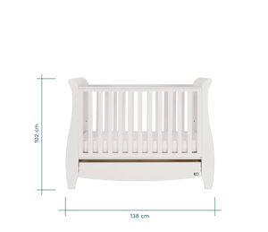 Katie Mini Sleigh Cot Bed with Under Bed Drawer - White