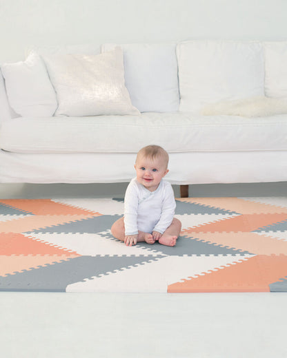 Playspot Geo Foam Floor Tiles - Grey / Peach