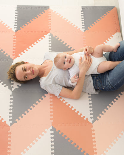 Playspot Geo Foam Floor Tiles - Grey / Peach