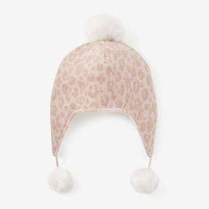 Pink Leopard Aviator Knit Baby Hat