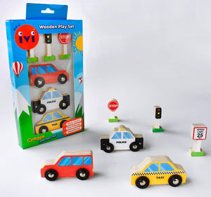 Wooden Cars Playset