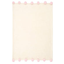 Load image into Gallery viewer, Pink Pom Trim Fleece Baby Stroller Blanket

