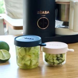 Set of 2 Glass Portions Jars - Green/LightMist