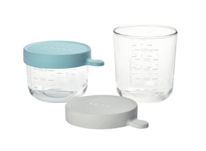 Set of 2 Glass Portions Jars - Green/LightMist