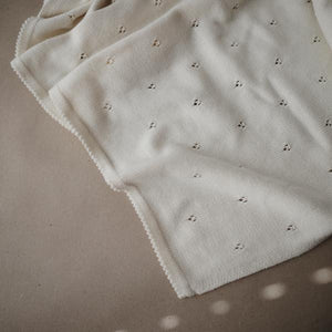 Knitted Pointelle Baby Blanket (Ivory)
